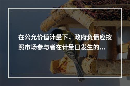 在公允价值计量下，政府负债应按照市场参与者在计量日发生的有序