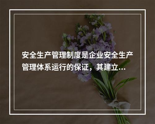 安全生产管理制度是企业安全生产管理体系运行的保证，其建立必须