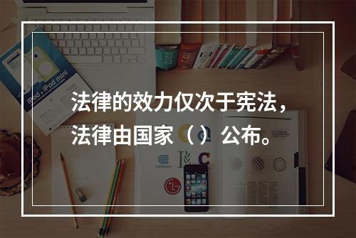 法律的效力仅次于宪法，法律由国家（ ）公布。