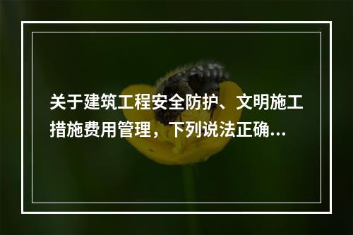 关于建筑工程安全防护、文明施工措施费用管理，下列说法正确的是