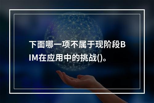 下面哪一项不属于现阶段BIM在应用中的挑战()。