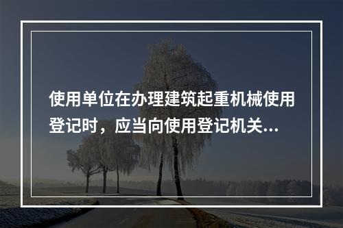 使用单位在办理建筑起重机械使用登记时，应当向使用登记机关提交