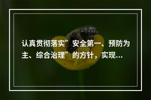 认真贯彻落实”安全第一、预防为主、综合治理”的方针，实现“（