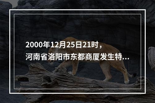 2000年12月25日21时，河南省洛阳市东都商厦发生特大恶