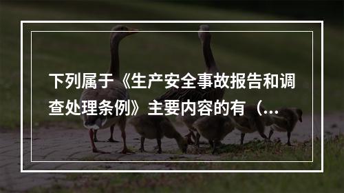 下列属于《生产安全事故报告和调查处理条例》主要内容的有（ ）