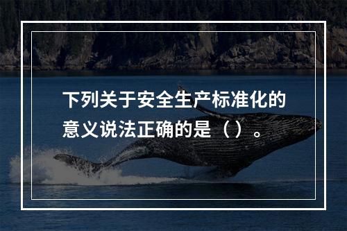 下列关于安全生产标准化的意义说法正确的是（ ）。