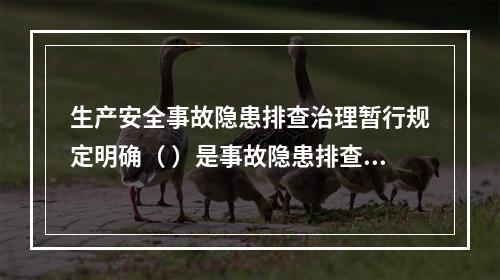 生产安全事故隐患排查治理暂行规定明确（ ）是事故隐患排查、治