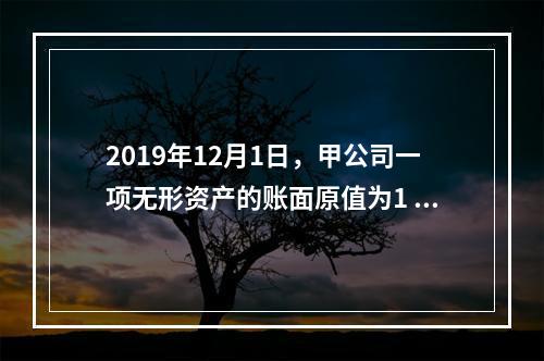 2019年12月1日，甲公司一项无形资产的账面原值为1 60