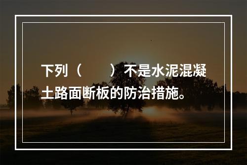 下列（　　）不是水泥混凝土路面断板的防治措施。