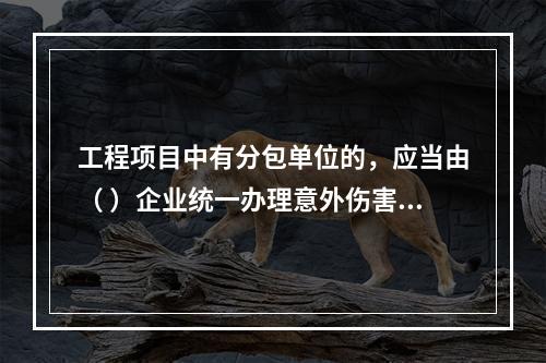 工程项目中有分包单位的，应当由（ ）企业统一办理意外伤害保险