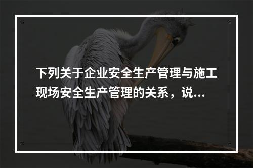 下列关于企业安全生产管理与施工现场安全生产管理的关系，说法错