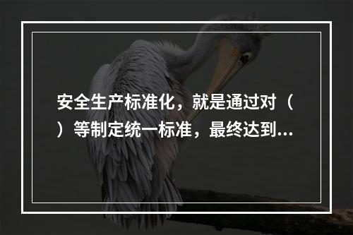 安全生产标准化，就是通过对（ ）等制定统一标准，最终达到每个