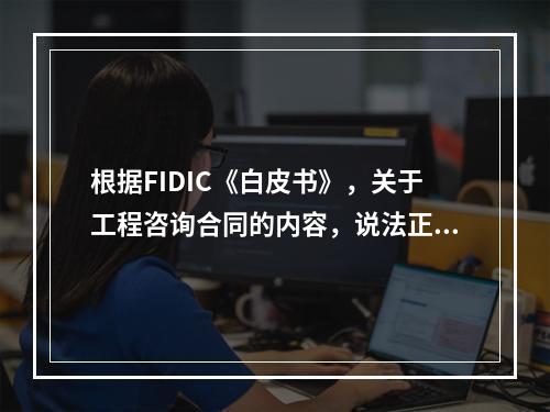 根据FIDIC《白皮书》，关于工程咨询合同的内容，说法正确的