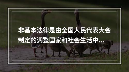 非基本法律是由全国人民代表大会制定的调整国家和社会生活中某种