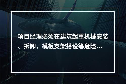 项目经理必须在建筑起重机械安装、拆卸，模板支架搭设等危险性较