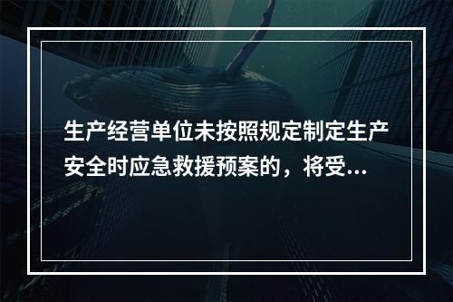 生产经营单位未按照规定制定生产安全时应急救援预案的，将受到的