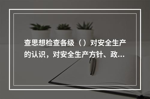 查思想检查各级（ ）对安全生产的认识，对安全生产方针、政策、