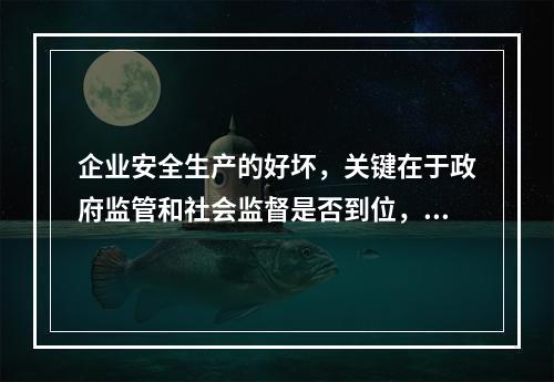 企业安全生产的好坏，关键在于政府监管和社会监督是否到位，企业