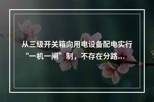 从三级开关箱向用电设备配电实行“一机一闸”制，不存在分路问题