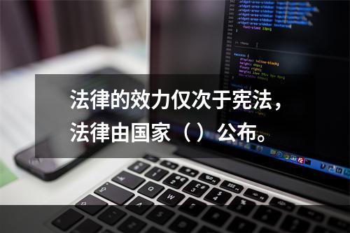 法律的效力仅次于宪法，法律由国家（ ）公布。