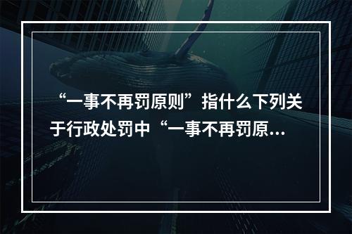 “一事不再罚原则”指什么下列关于行政处罚中“一事不再罚原则”