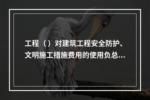 工程（ ）对建筑工程安全防护、文明施工措施费用的使用负总责。