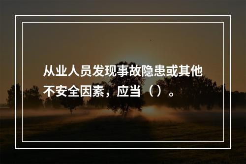 从业人员发现事故隐患或其他不安全因素，应当（ ）。