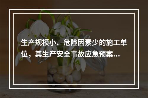 生产规模小、危险因素少的施工单位，其生产安全事故应急预案体