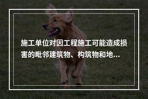 施工单位对因工程施工可能造成损害的毗邻建筑物、构筑物和地下管