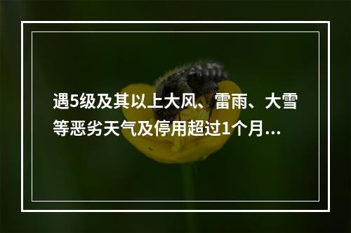 遇5级及其以上大风、雷雨、大雪等恶劣天气及停用超过1个月，恢