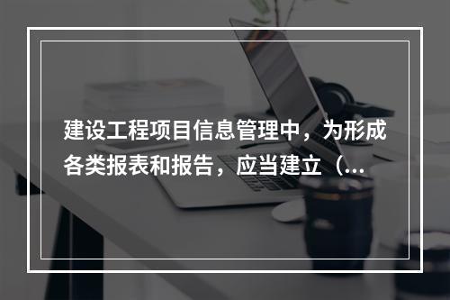 建设工程项目信息管理中，为形成各类报表和报告，应当建立（　）