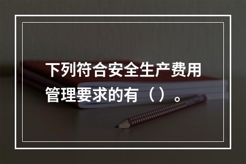 下列符合安全生产费用管理要求的有（ ）。