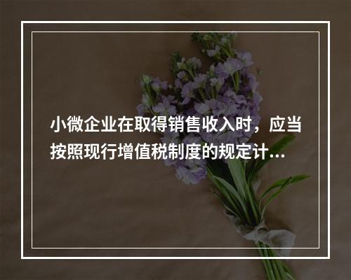 小微企业在取得销售收入时，应当按照现行增值税制度的规定计算应