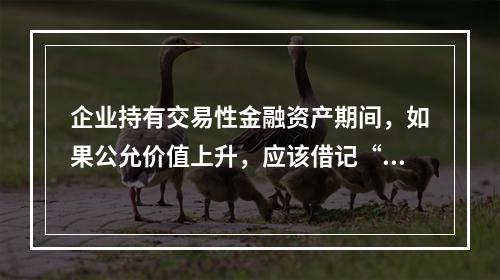 企业持有交易性金融资产期间，如果公允价值上升，应该借记“投资