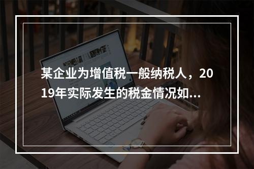 某企业为增值税一般纳税人，2019年实际发生的税金情况如下：