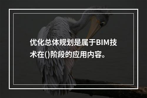 优化总体规划是属于BIM技术在()阶段的应用内容。