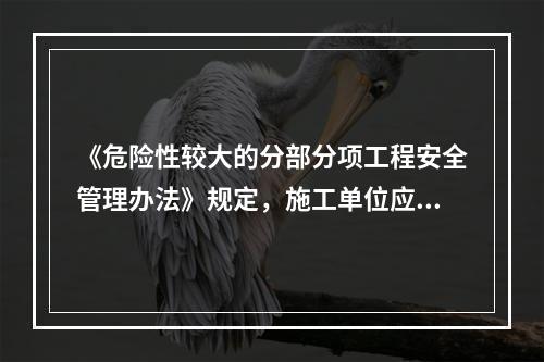 《危险性较大的分部分项工程安全管理办法》规定，施工单位应当根