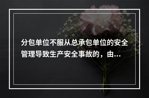 分包单位不服从总承包单位的安全管理导致生产安全事故的，由分包