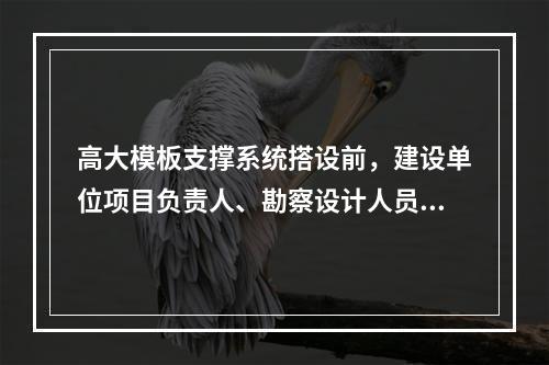 高大模板支撑系统搭设前，建设单位项目负责人、勘察设计人员方案