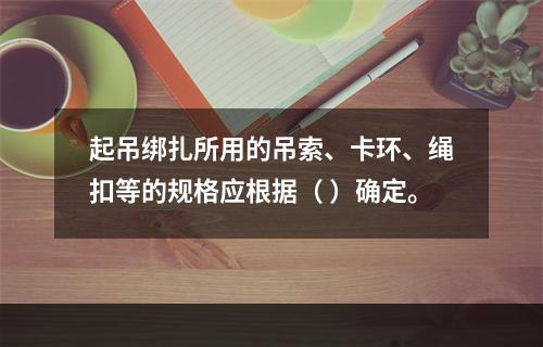 起吊绑扎所用的吊索、卡环、绳扣等的规格应根据（ ）确定。