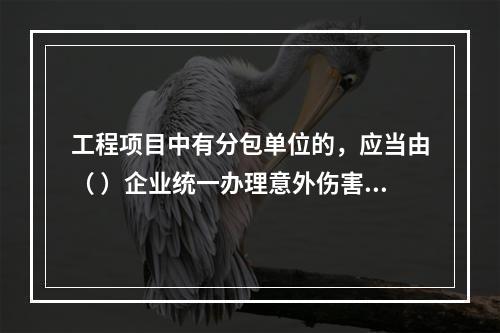 工程项目中有分包单位的，应当由（ ）企业统一办理意外伤害保险