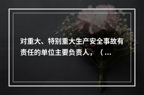 对重大、特别重大生产安全事故有责任的单位主要负责人，（ ）不