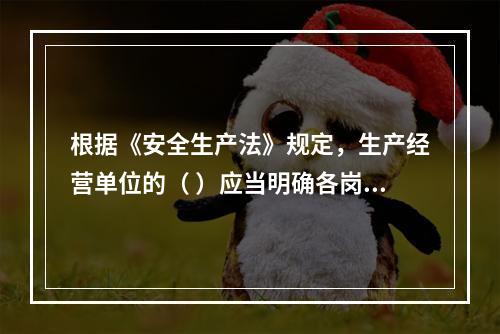 根据《安全生产法》规定，生产经营单位的（ ）应当明确各岗位的