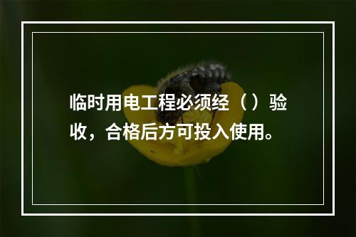 临时用电工程必须经（ ）验收，合格后方可投入使用。