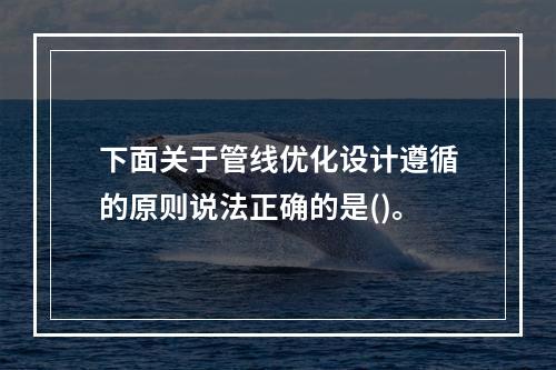 下面关于管线优化设计遵循的原则说法正确的是()。