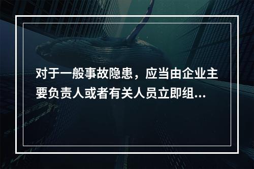 对于一般事故隐患，应当由企业主要负责人或者有关人员立即组织整