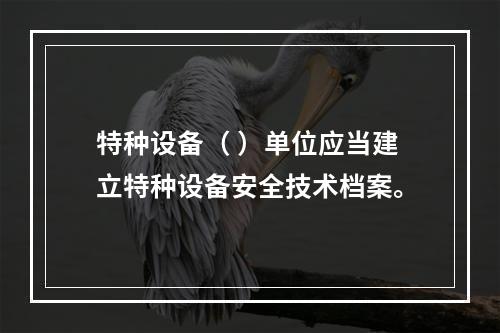 特种设备（ ）单位应当建立特种设备安全技术档案。