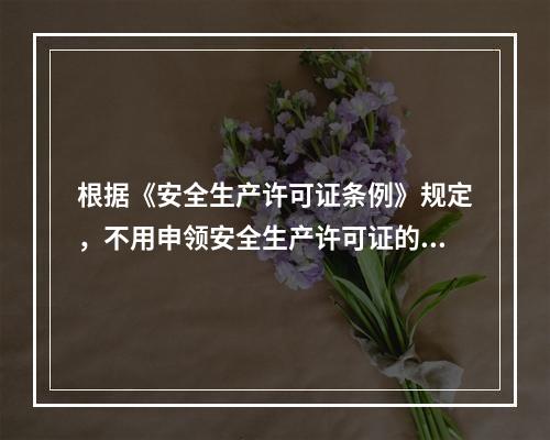 根据《安全生产许可证条例》规定，不用申领安全生产许可证的企业