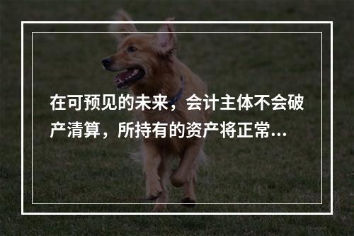 在可预见的未来，会计主体不会破产清算，所持有的资产将正常营运