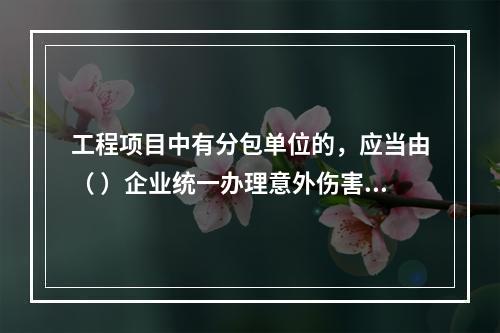 工程项目中有分包单位的，应当由（ ）企业统一办理意外伤害保险